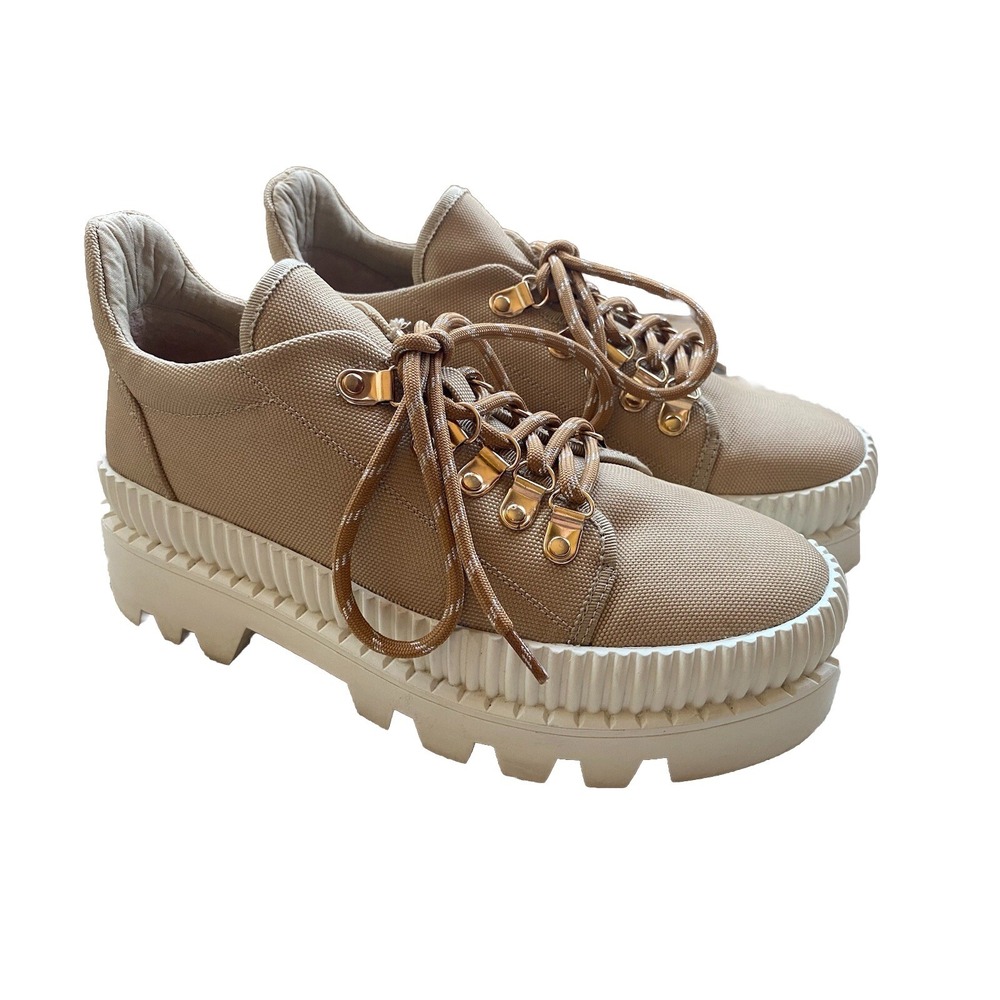 Silent D Platform Canvas Oxford Platform Beige Sneaker Shoes SZ 37